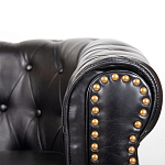 Кресло кожаное с мягкими подлокотниками на 4-х деревянных ножках Logan Leather Armchair black варинант исполнения - 4 | Loft Concept в Ульяновске