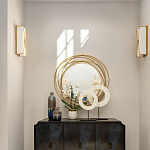 Золотое настенное круглое зеркало Golden Orbit варинант исполнения - 2 | Loft Concept в Ульяновске