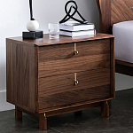 Прикроватный деревянный столик с ящиками Moon Walnut Furniture варинант исполнения - 1 | Loft Concept в Ульяновске