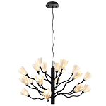 Люстра подвесная черного цвета с ветвями и белыми фарфоровыми цветами Floralis варинант исполнения - 8 | Loft Concept в Ульяновске