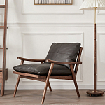 Кресло c каркасом из массива дерева и мягкой кожаной обивкой Walnut Armchair варинант исполнения - 11 | Loft Concept в Ульяновске