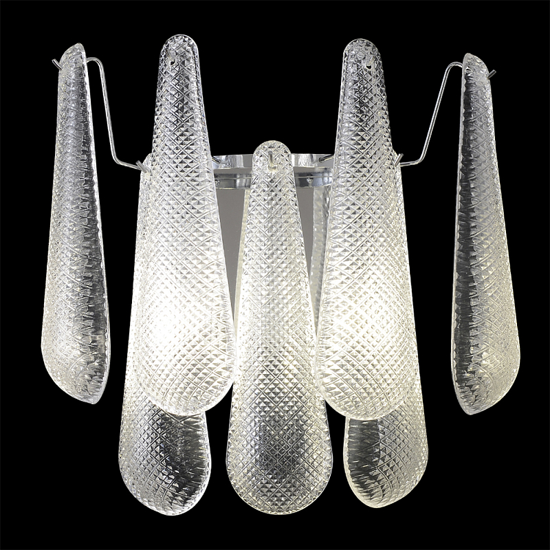 Бра с подвесками из рифленного стекла в форме капель на основании цвета хром Textured Glass Прозрачное Стекло Хром Бра с подвесками из рифленного стекла в форме капель на основании цвета хром Textured Glass Прозрачное Стекло Хром в Ульяновске | Loft Concept