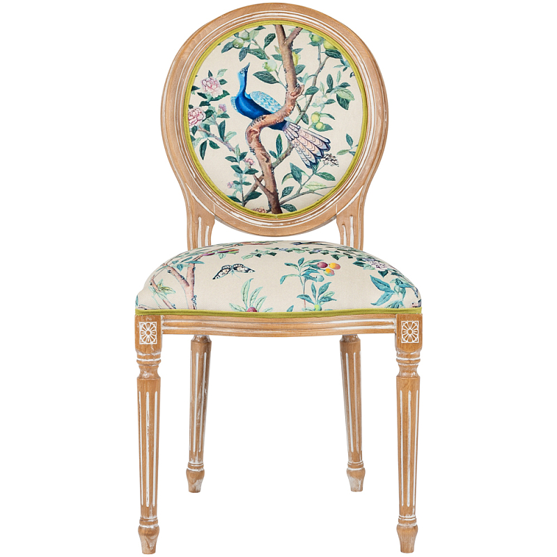 Стул из массива бука бежевый с изображением птиц в саду Beige Green Chinoiserie Blue Bird Chair Бежевый Мульти Салатовый Стул из массива бука бежевый с изображением птиц в саду Beige Green Chinoiserie Blue Bird Chair Бежевый Мульти Салатовый в Ульяновске | Loft Concept