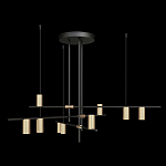 Люстра с 9-ю цилиндрическими плафонами цвета латунь TRIBES CHANDELIER варинант исполнения - 1 | Loft Concept в Ульяновске