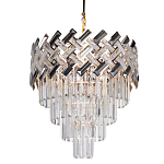 Люстра многоярусная с переплетенными металлическими элементами черного и золотого цвета и прозрачными хрустальными подвесками Empire Chandelier Crystal варинант исполнения - 1 | Loft Concept в Ульяновске