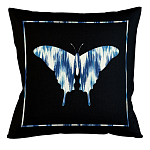 Подушка декоративная бабочка с синим узором Ikat Pattern варинант исполнения - 1 | Loft Concept в Ульяновске