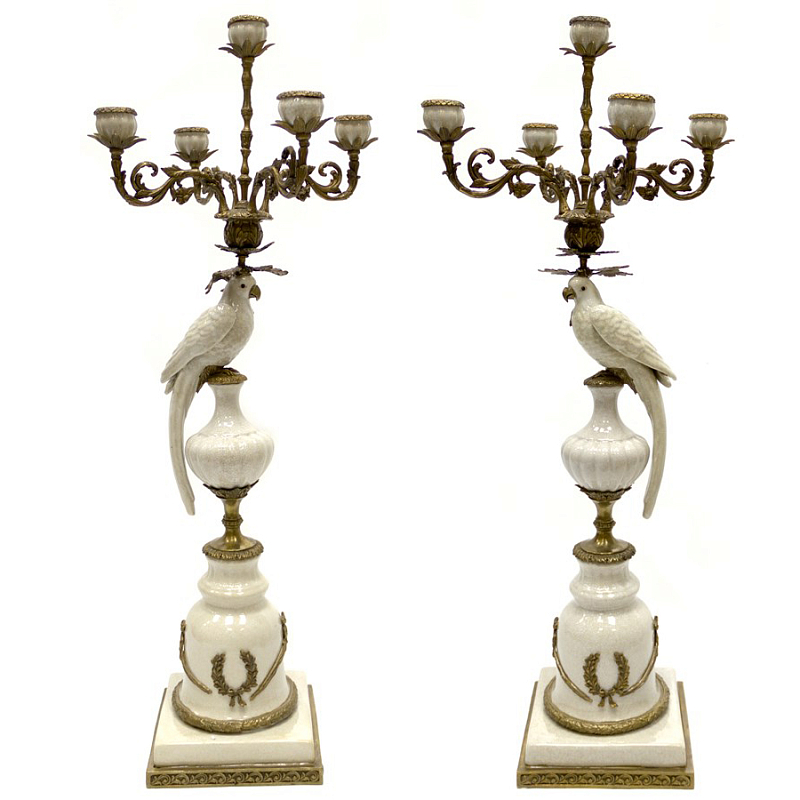 Подсвечник Candlestick White Parrot Белый Бронза в Ульяновске | Loft Concept 