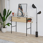 Консоль напольная деревянная с выдвижным ящиком и 2-мя полками со столешницей цвета белый мрамор OTIS CONSOLE OAK варинант исполнения - 3 | Loft Concept в Ульяновске