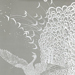 Обои ручная роспись в стиле Арт-деко Whistler Peacocks Special Colourway on Pale Grey dyed silk варинант исполнения - 2 | Loft Concept в Ульяновске