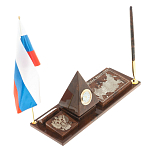 Настольный письменный набор с часами в виде пирамиды из природного камня обсидиана Pyramid of Time варинант исполнения - 2 | Loft Concept в Ульяновске