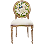Стул бежевый из натурального бука с изображением птиц и цветов Blooming Blue Birds варинант исполнения - 1 | Loft Concept в Ульяновске