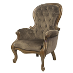 Кресло с мягкой обивкой из коричневого велюра на 4-х деревянных ножках Evelyn Classical Armchair варинант исполнения - 3 | Loft Concept в Ульяновске