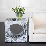 Дизайнерский журнальный стол квадратной формы с круглой нишей Guxawar варинант исполнения - 1 | Loft Concept в Ульяновске