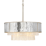 Люстра круглая с подвесками из текстурированного стекла молочного цвета Hinkley варинант исполнения - 1 | Loft Concept в Ульяновске