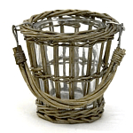 Кашпо стеклянное в плетёной корзине Timber варинант исполнения - 2 | Loft Concept в Ульяновске