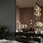 Настольная лампа черного цвета с круглым прозрачным стеклянным плафоном Virelia  варинант исполнения - 2 | Loft Concept в Ульяновске