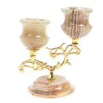 Подсвечник двухрожковый из натурального камня оникс Stone Candlestick варинант исполнения - 1 | Loft Concept в Ульяновске