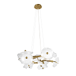 Люстра подвесная круглая с ветвистыми бронзовыми элементами и стеклянными рифлеными дисками Textured Glass Chandelier варинант исполнения - 3 | Loft Concept в Ульяновске