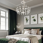 Люстра подвесная из металла с хрустальными подвесками прозрачного цвета Quasar 41 варинант исполнения - 13 | Loft Concept в Ульяновске