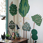 Обои ручная роспись Mughal Trees Original colourway on linen варинант исполнения - 1 | Loft Concept в Ульяновске