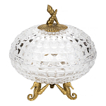 Конфетница прозрачная стеклянная на бронзовых ножках в виде морских коньков с крышкой в виде ракушки Eden Garden варинант исполнения - 1 | Loft Concept в Ульяновске