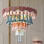 Люстра круглая с декором из разноцветных элементов в виде листьев Changing Seasons варинант исполнения - 11 | Loft Concept в Ульяновске