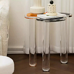 Дизайнерский журнальный стол с фигурной столешницей на 3-х прозрачных ножках Rahakif варинант исполнения - 2 | Loft Concept в Ульяновске