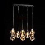 Люстра с 3-мя плафонами волнообразной формы цвета янтарь и 2-мя прозрачными шарообразными плафонами Lucid Rain  варинант исполнения - 3 | Loft Concept в Ульяновске