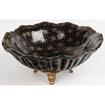 Блюдо черного цвета из фрафора на бронзовых ножках Eden Garden porcelain and bronze варинант исполнения - 2 | Loft Concept в Ульяновске