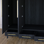 Большой Шкаф Primo Черный дуб с 3 дверьми и 3 выдвижными ящиками варинант исполнения - 7 | Loft Concept в Ульяновске