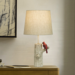 Настольная лампа с тканевым абажуром и основанием в виде птицы на дереве Simurq варинант исполнения - 2 | Loft Concept в Ульяновске