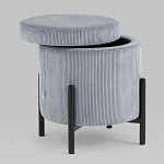 Серо-голубой пуф на черных ножках SANJAY варинант исполнения - 2 | Loft Concept в Ульяновске