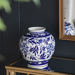 Ваза округлой формы с бело-синим цветочным орнаментом Blue & White Ornament  варинант исполнения - 5 | Loft Concept в Ульяновске