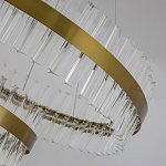 Люстра подвесная двухъярусная с золотистымыми кольцами и прозрачными стеклянными элементами Ring Horizontal варинант исполнения - 4 | Loft Concept в Ульяновске