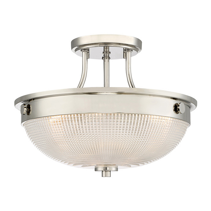 Потолочный светильник со стеклянным плафоном в виде купола Quoizel Серебряный Бронза Прозрачное Стекло Латунь в Ульяновске | Loft Concept 