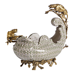 Чаша для фруктов из фарфора бронзовыми фигурками леопардов Eden Garden варинант исполнения - 1 | Loft Concept в Ульяновске