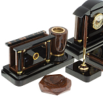 Настольный письменный набор с часами из природного камня обсидиана Peace Contract варинант исполнения - 3 | Loft Concept в Ульяновске