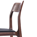 Стул деревянный с мягким сиденьем из черной натуральной кожи Moon Walnut Furniture варинант исполнения - 8 | Loft Concept в Ульяновске