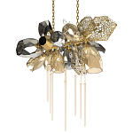 Люстра подвесная с 18-ю стеклянными плафонами с вертикальными подвесками Gilded Mirage  варинант исполнения - 7 | Loft Concept в Ульяновске