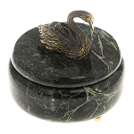 Шкатулка из натурального камня змеевик с фигуркой лебедя Stone Casket варинант исполнения - 2 | Loft Concept в Ульяновске