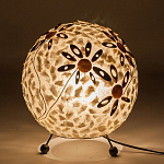 Настольная лампа из перламутра на металлическом каркасе Indonesian Ball варинант исполнения - 4 | Loft Concept в Ульяновске