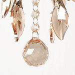 Люстра подвесная круглая с тканевым полупрозрачным абажуром и подвесками 4 лампы Gilded Elegance варинант исполнения - 6 | Loft Concept в Ульяновске