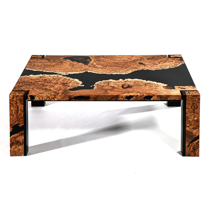 Кофейный Стол River in Autumn Elm Resin Coffee Table Охра Черный в Ульяновске | Loft Concept 