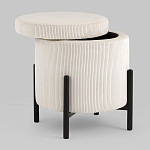 Молочный пуф на черных ножках SANJAY варинант исполнения - 2 | Loft Concept в Ульяновске