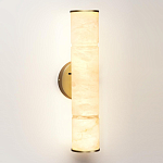 Бра с цилиндрическим плафоном из белого алебастра на круглом основании Латунь Cryptocrystalline Stone варинант исполнения - 1 | Loft Concept в Ульяновске