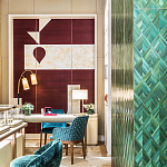 Обои ручная роспись в стиле Арт-деко Assemblage Original colourway on red silk dupion варинант исполнения - 3 | Loft Concept в Ульяновске