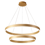 Люстра подвесная светодиодная с двумя золотистыми кольцами Диаметр 80 см Ring Horizontal варинант исполнения - 1 | Loft Concept в Ульяновске