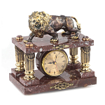 Часы настольные из креноида и бронзы с декором в виде льва Lion Stone Clock варинант исполнения - 2 | Loft Concept в Ульяновске