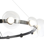 Люстра подвесная круглая с 12-ю прозрачными куполообразными плафонами и черным металлическим основанием Flos Wireline Lighting варинант исполнения - 5 | Loft Concept в Ульяновске