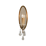 Бра с овальным зеркальным основанием с лампой в виде свечи и хрустальными подвесками Feiss варинант исполнения - 1 | Loft Concept в Ульяновске